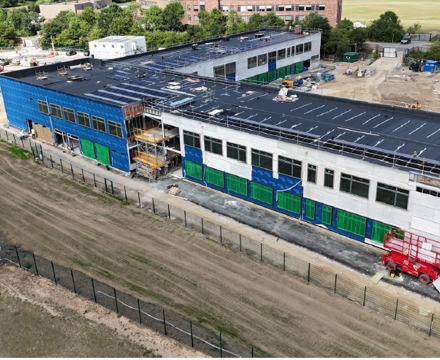 Hopescourt week 36 view of the building with most cladding in place