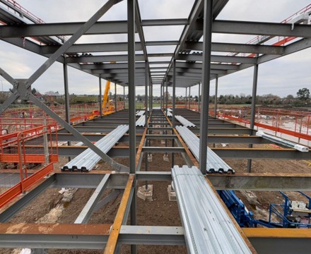 Hopescourt School week 15 view through the steels across  the site