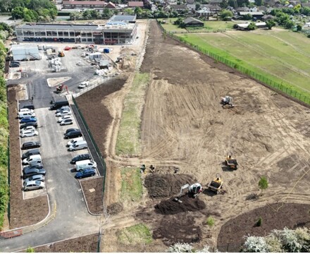 Week 31 aerial view across the site